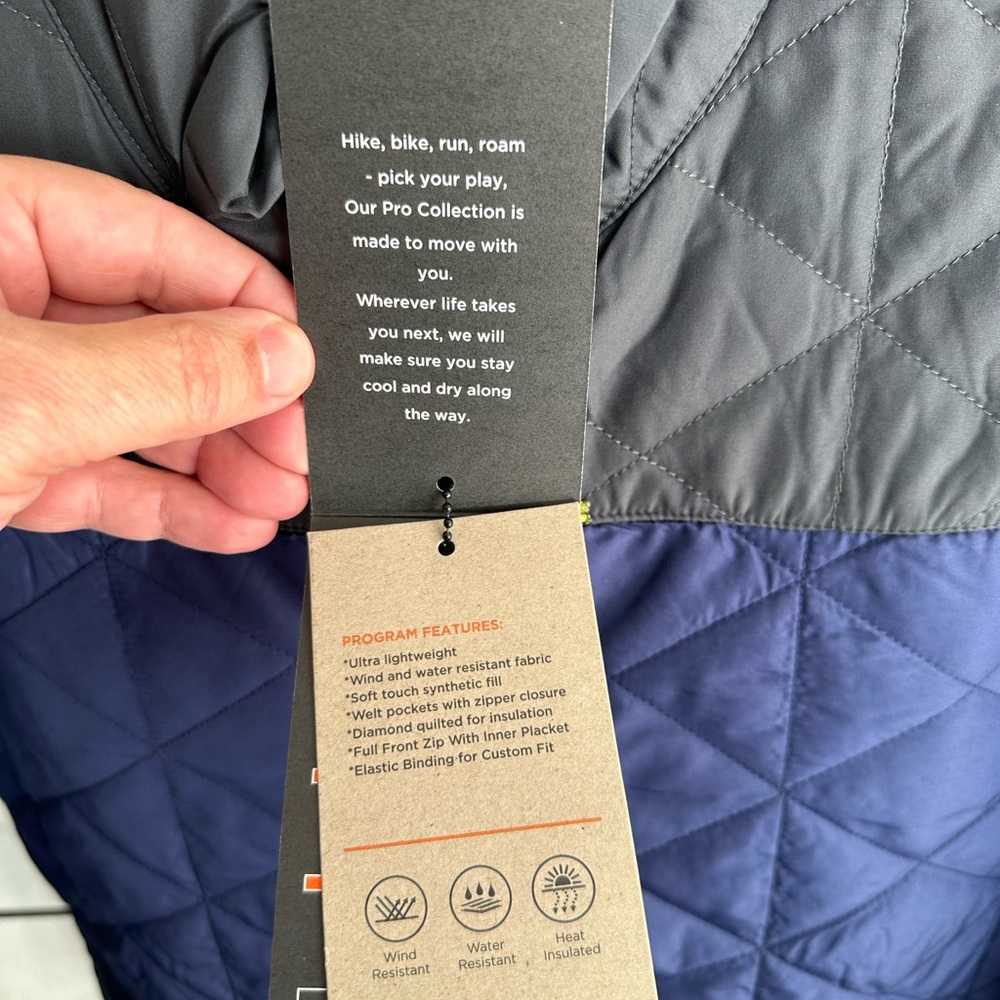 Hawke & Co Quilted Lightweight Jacket • Black + Blue • Size M - Picture 10 of 10